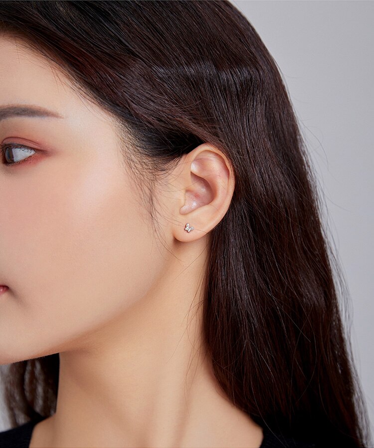 Khuyên tai Bamoer SCE1116 bạc 925 hình bướm dát đá zircon dành cho nữ