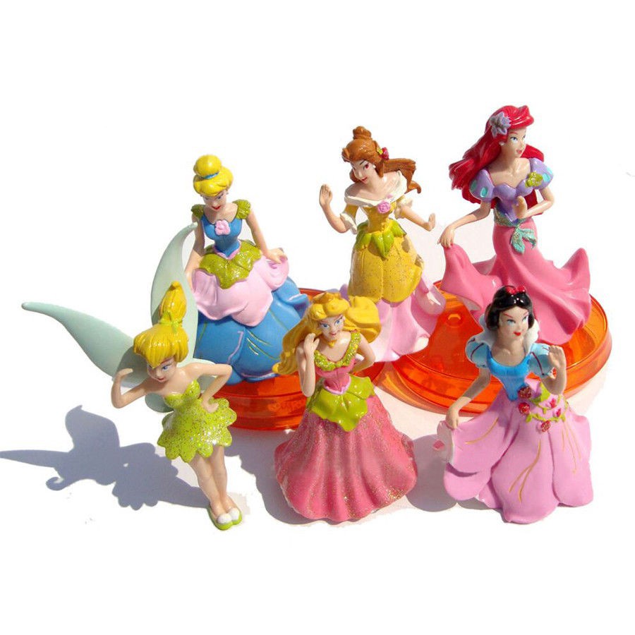 6pcs Disney công chúa Belle Cô bé Lọ Lem Playset Cake Topper Hình Set Đồ chơi Quà tặng