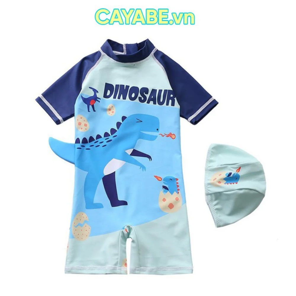 Đồ bơi cho bé trai hình khủng long Dinosaur phun lửa kèm nón bơi (QUẦN ÁO TRẺ EM)