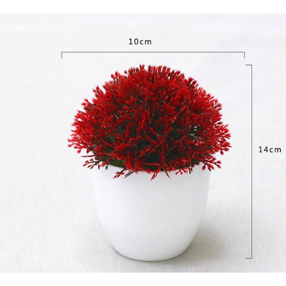 Chậu cây xanh nhân tạo để bàn trang trí, để kệ tủ độc đáo 10cm x 14cm (chọn màu)