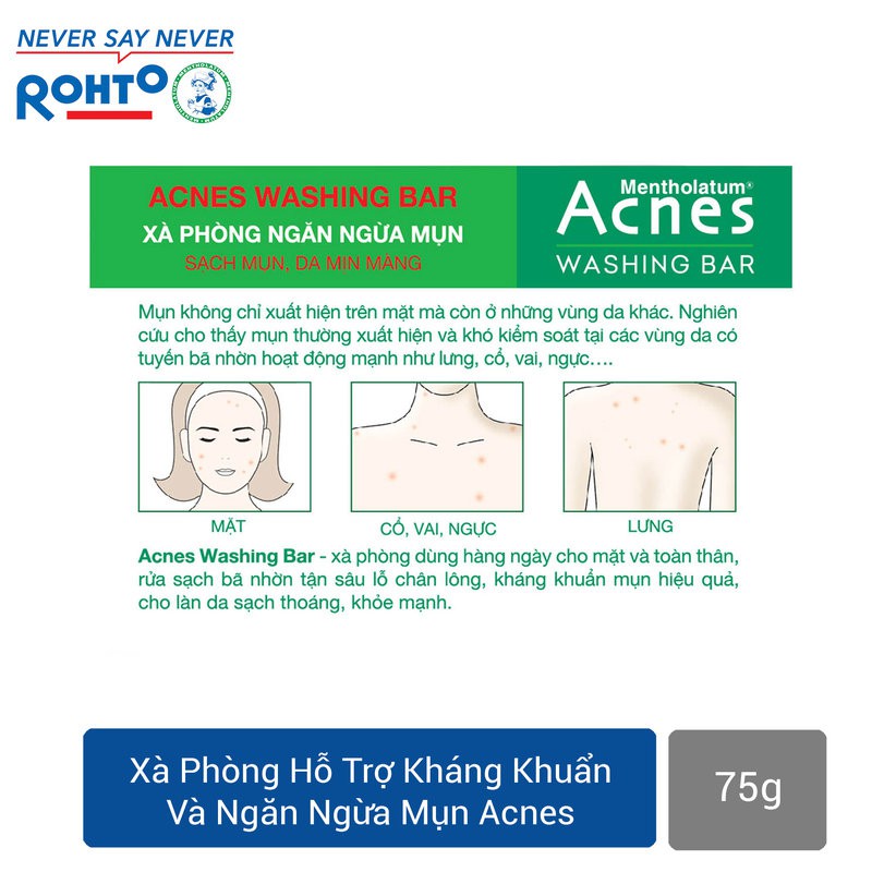 Xà Phòng Hỗ Trợ Kháng Khuẩn Và Ngăn Ngừa Mụn Acnes Washing Bar 75g