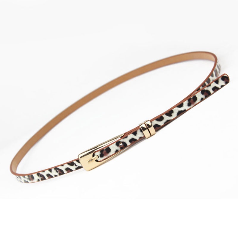 Thắt Lưng Da PU Màu Vàng Họa Tiết Da Báo Thời Trang Cho Nữ