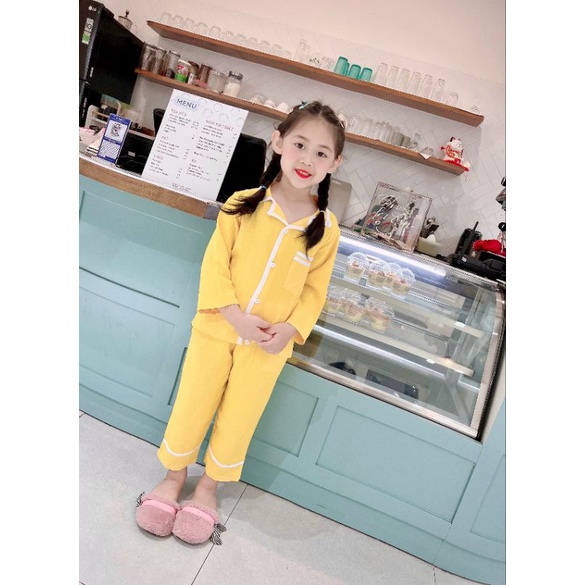 Chính hãng PAPAKIDS size 10-75kg Đồ bộ dài tay cho mẹ và bé siêu xinh pijama chất đũi mềm mịn