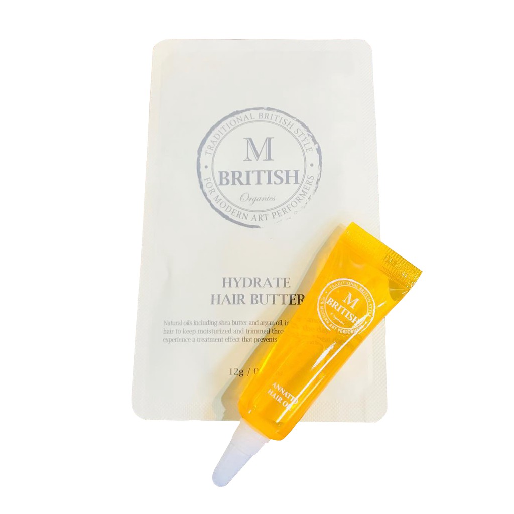 Dầu dưỡng tóc cao cấp Organic BRITISH M Annatto Hair Oil phục hồi tóc hư tổn 7ml | BigBuy360 - bigbuy360.vn