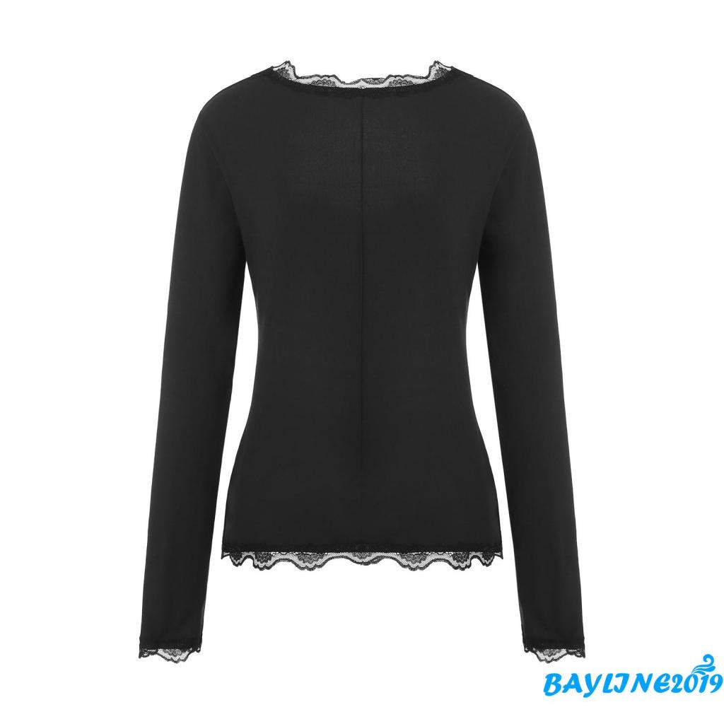 Áo Croptop Tay Dài Cổ Chữ V Màu Sắc Đơn Giản Cho Nữ