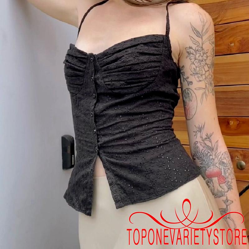 Topone Áo Hai Dây Phối Nút Thời Trang Cho Nữ