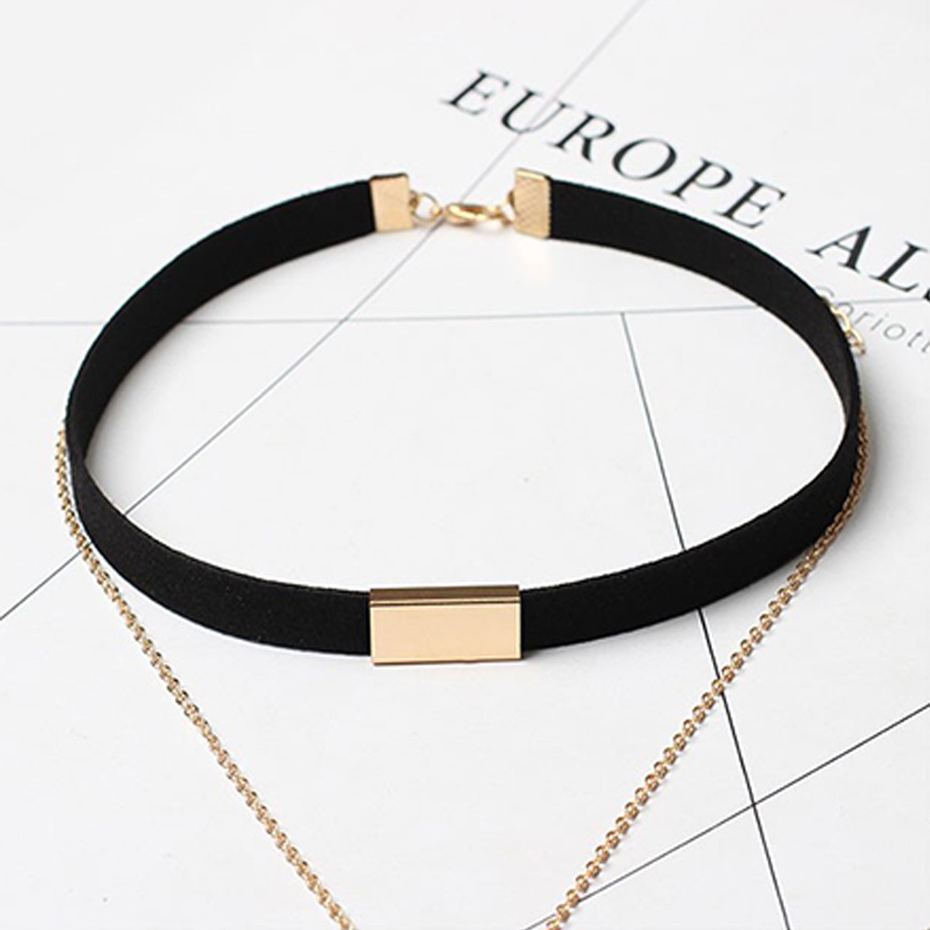 Choker thiết kế nhung phối dây hợp kim cực cá tính