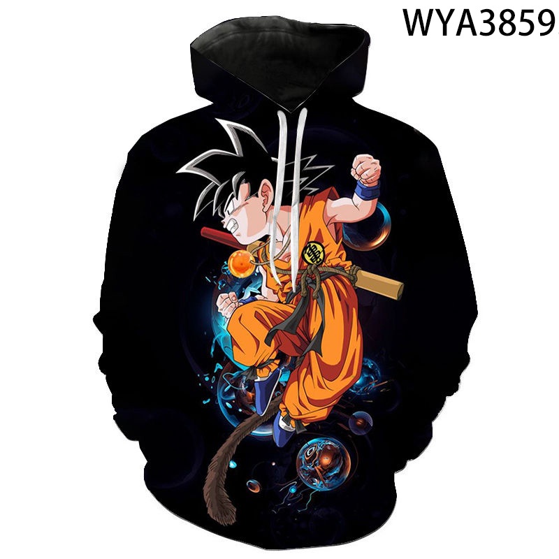 Áo hoodie chui đầu in họa tiết anime Dragon Ball 3D thời trang cho nam và nữ