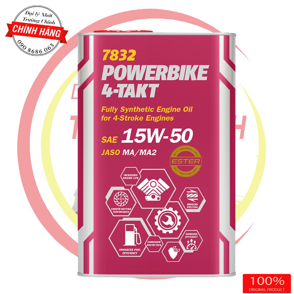 Nhớt Mannol 4-Takt Motorbike 15W50 tổng hợp dành cho xe số, phân khối lớn