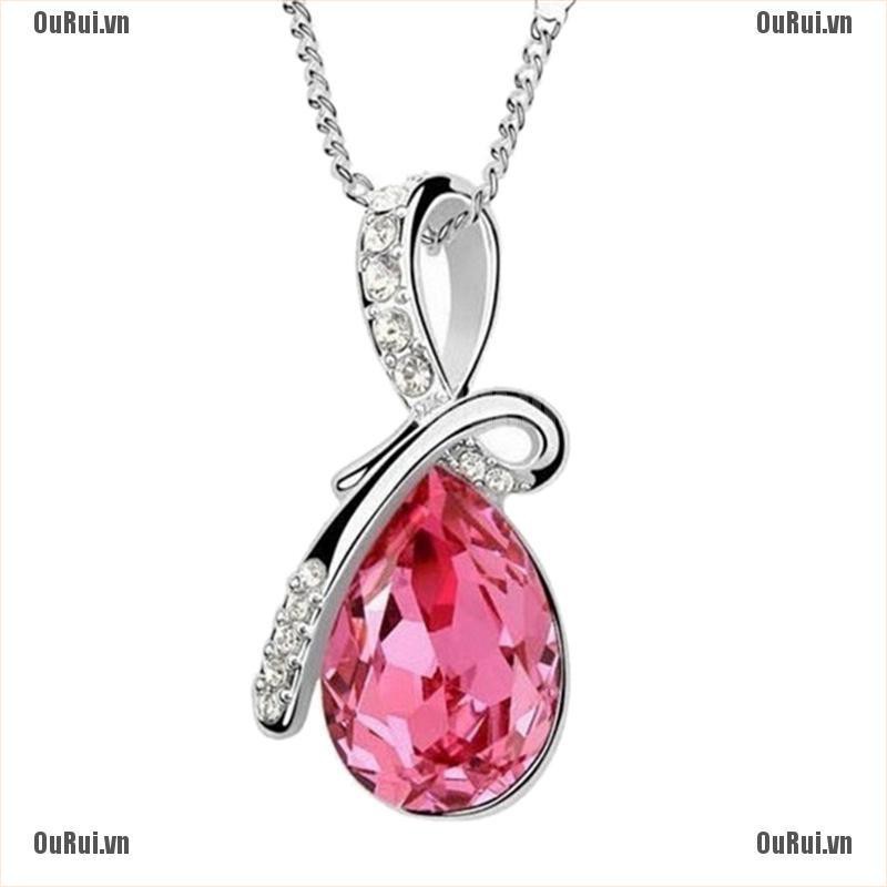 Mặt Dây Chuyền Hình Giọt Nước Đính Đá Zircon Xanh Dương