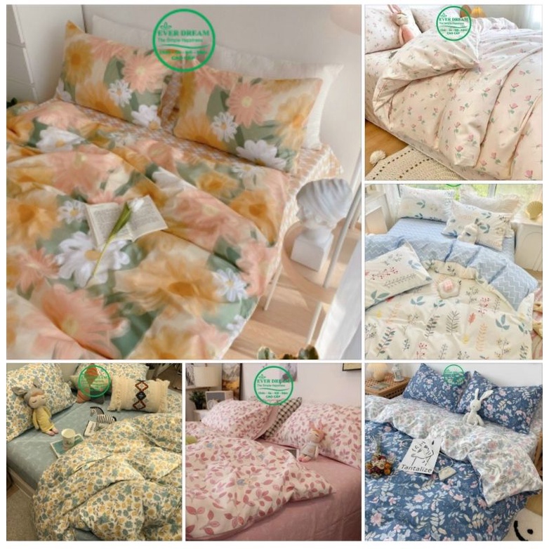 Tặng vỏ gối ôm, Bộ chăn ga gối 4 món, 100% cotton Living nhập khẩu cao cấp, Everdream nhiều mẫu, miễn phí bo chun | BigBuy360 - bigbuy360.vn