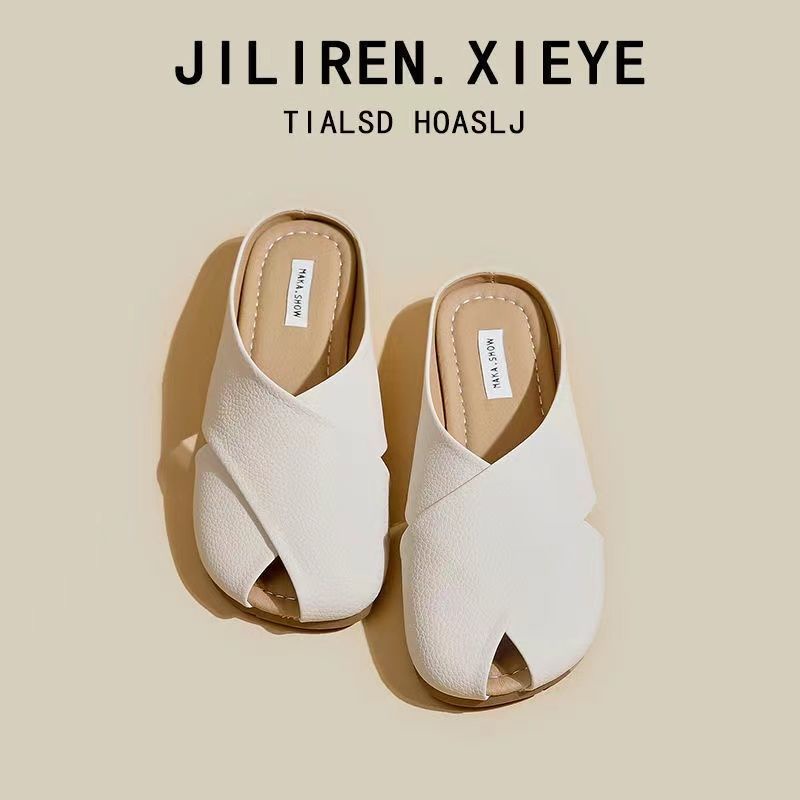 Dép Da Thật Đế Mềm Thiết Kế Đơn Giản Phong Cách Hàn Quốc Dễ Thương Cho Nữ