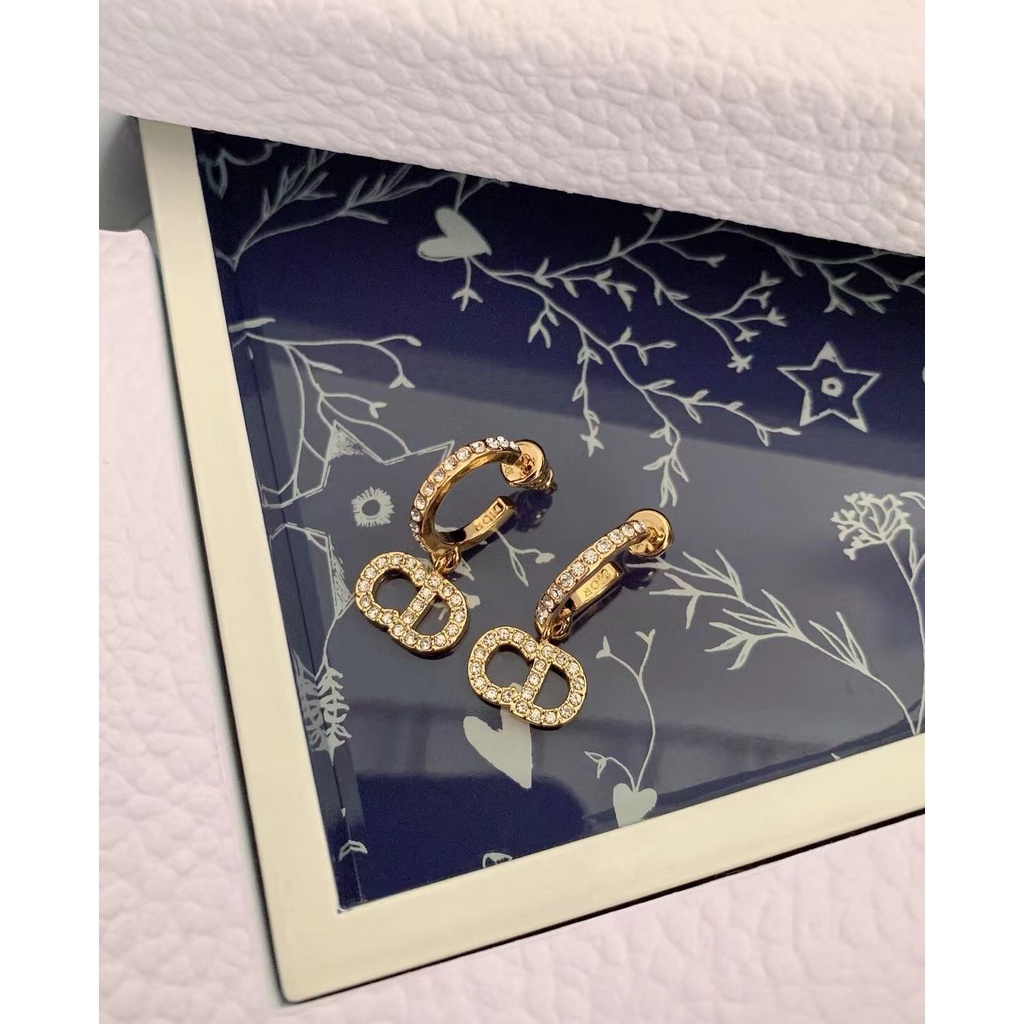 Bông Tai Chữ D Đính Kim Cương Giả Phong Cách Retro 2022c