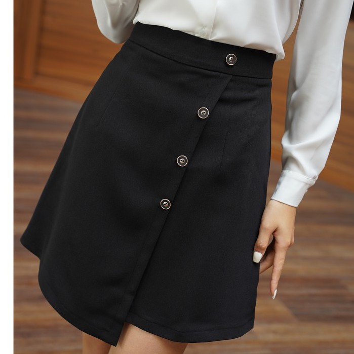 Chân váy chữ A đắp tà chéo phối khuy cv1002 - Evanus