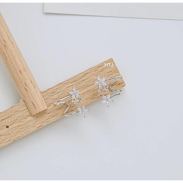 Bông tai nữ hoa đôi điệu đà , bạc ta - THJ SLIVER