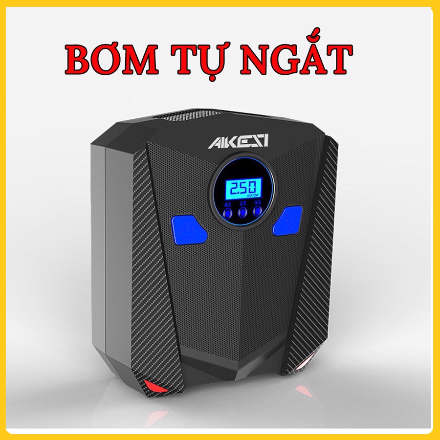 Bơm lốp ô tô, xe máy AIKESI bơm hơi 12V đồng hồ điện tử tự ngắt {Bảo hành 12 tháng }