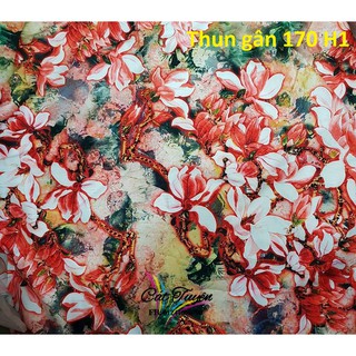 Vải Thun gân họa tiết bông hoa