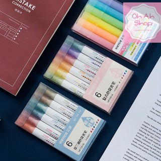 Set 6 Bút Dạ Quang Màu Sắc Dễ Thương - Bút dạ Highlight Retro Vience Màu Macaron