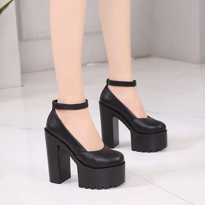 (Sẵn lẻ size) Giày cao gót lolita 2 màu trắng đen xinh xắn đế 14cm