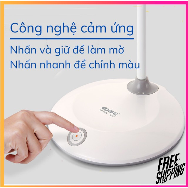 [NỘI ĐỊA TRUNG] Đèn bàn tích điện Kangming KM-6702 LED ba chế độ sáng, làm mờ, phù hợp đọc sách hoắc để phòng ngủ