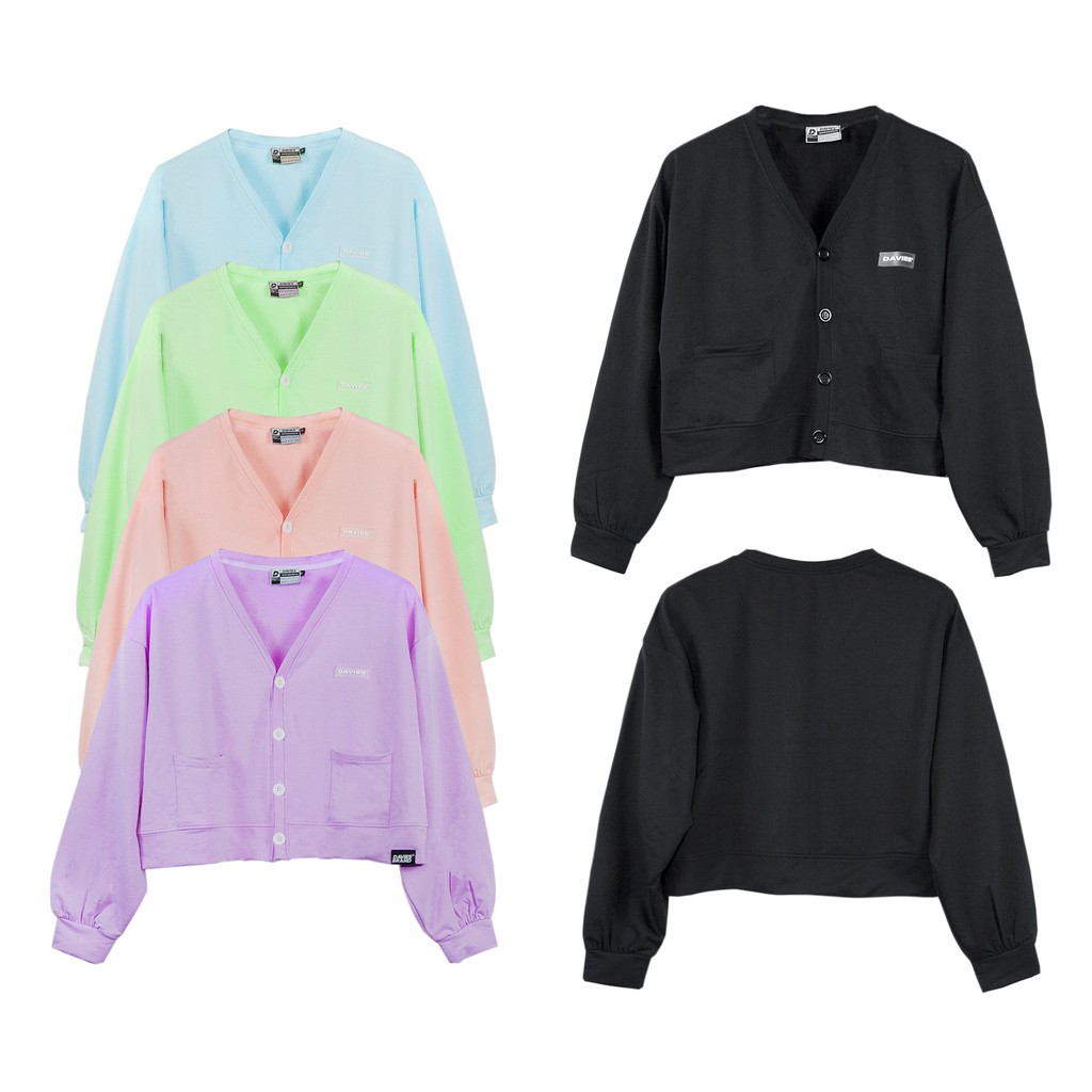 Áo khoác cardigan croptop nữ DAVIES Basic Logo Cardigan Jacket.