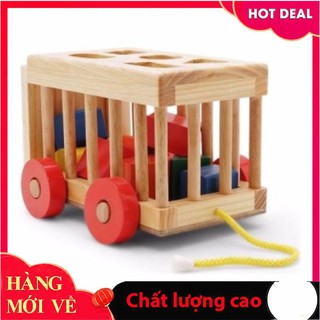 [Mã TOYSEP giảm 10% tối đa 15K đơn bất kỳ] Xe thả hình khối – đồ chơi giáo dục an toàn cho bé