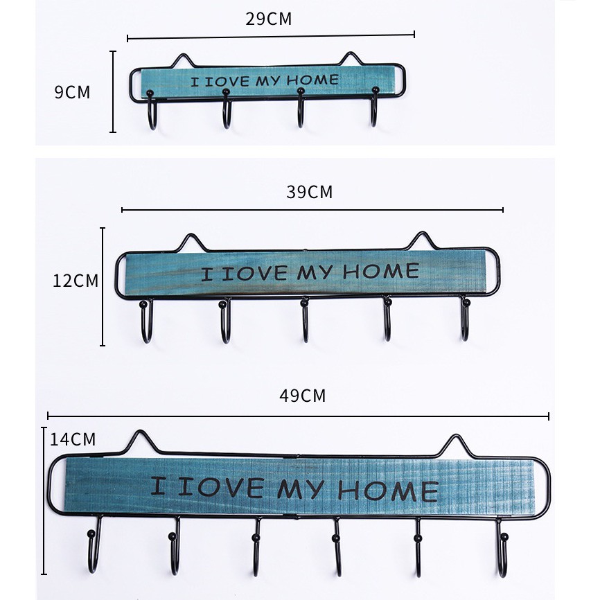 [Hàng sẵn] Móc treo đồ móc treo quần áo I love my home - Decor đồ trang trí theo phong cách biển Địa Trung Hải