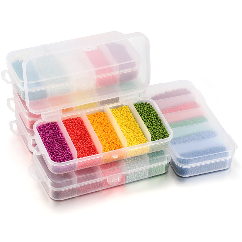 St.kunkka 9000 cái / hộp Chất liệu thủy tinh màu Hạt kê Bộ 5 màu mỗi hộp cho thiết kế đồ trang sức DIY