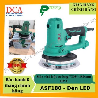 Máy chà bột tường dca công suất 750w asf02-180 có đèn led , máy chà tường cầm tay đường kính 180mm tốc độ 1500-2700v/ph