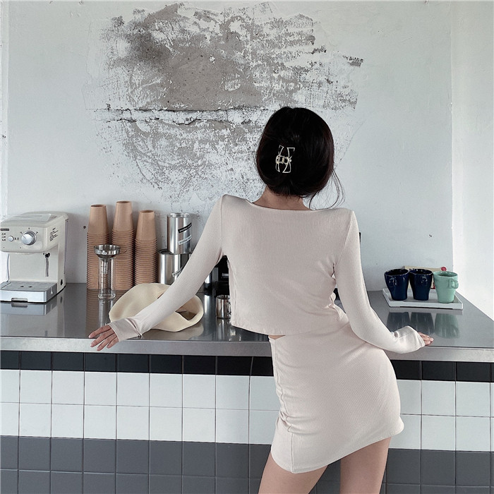 DUNEA Set trang phục áo ống áo khoác và chân váy dệt kim thời trang quyến rũ dành cho nữ