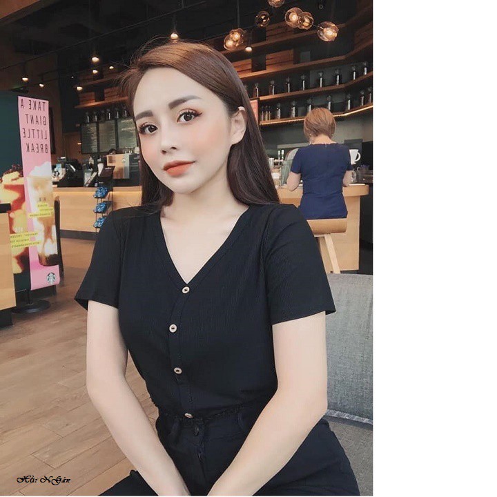 ÁO THUN NỮ TĂM ĐŨA CỔ TIM KHUY GIẢ (CÓ ẢNH THẬT CHẤT), áo thun nữ | BigBuy360 - bigbuy360.vn