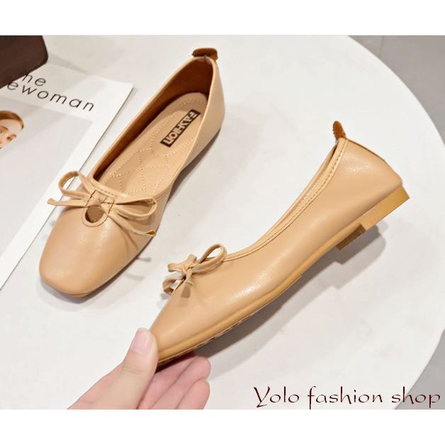 [OD12] Giày bệt búp bê nữ đế bằng da mềm đính nơ xinh xắn hàng QC cao cấp - Kèm hình thật | BigBuy360 - bigbuy360.vn