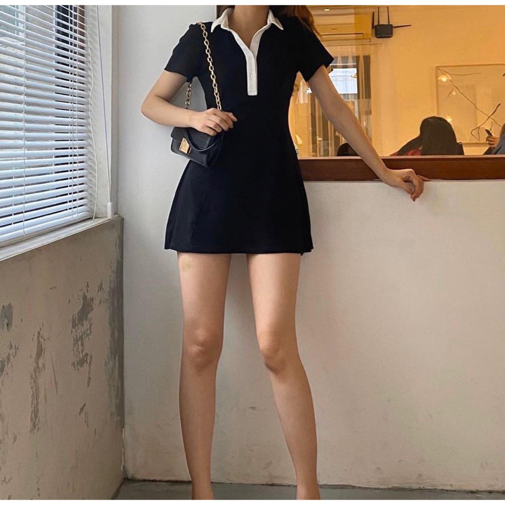 Đầm đen viền cổ trắng | BigBuy360 - bigbuy360.vn