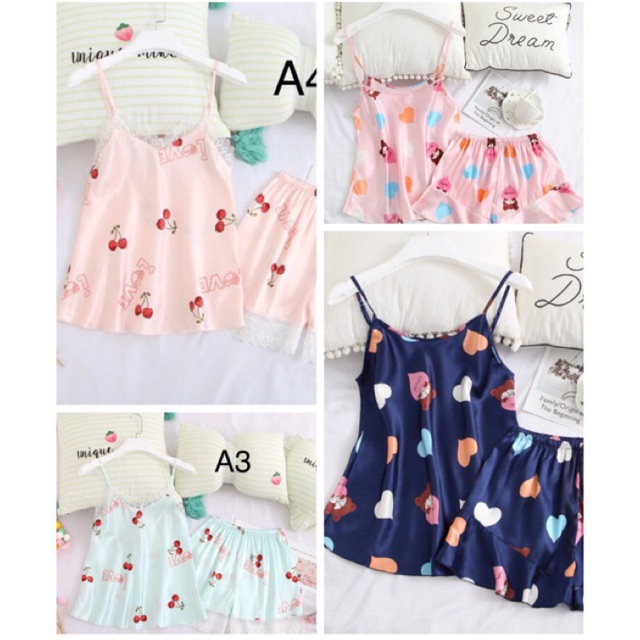 Đồ bộ đùi 2 dây lụa cao cấp siêu kute | BigBuy360 - bigbuy360.vn