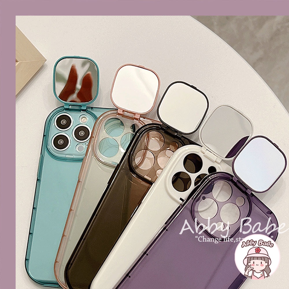 Ốp Điện Thoại TPU Mềm Mỏng Trong Suốt Chống Mồ Hôi Có Gương Trang Điểm Xoay Cho Iphone 11 7Plus 13 12 11 Pro Max X XS 12 13 XR