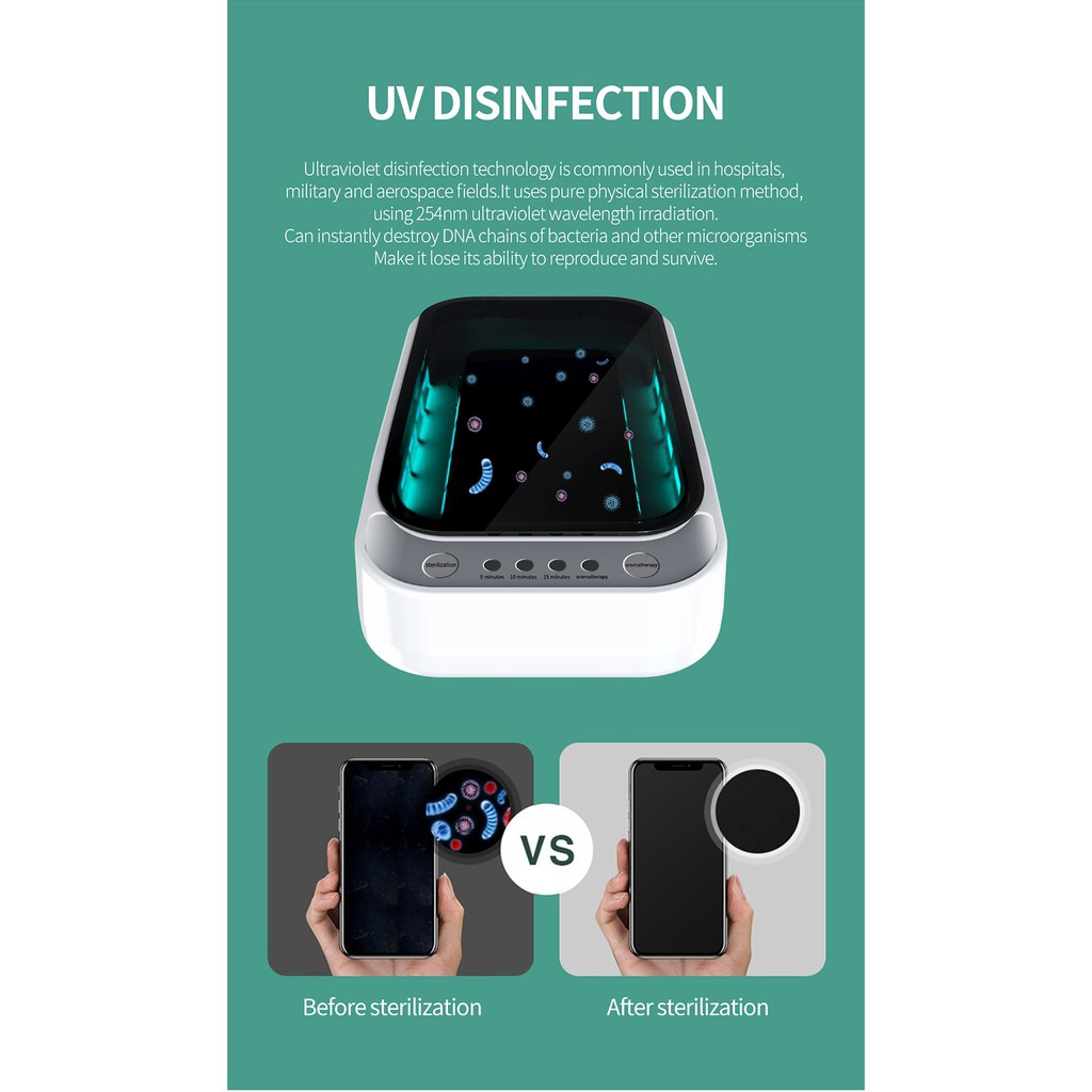(Hàng Mới Về) Hộp Khử Trùng Không Dây Đa Năng Bằng Tia Uv