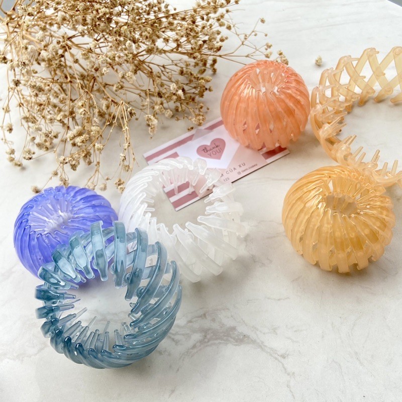 Kẹp tóc tổ chim, cặp tóc búi tròn nhựa trong - tiemcuaxu