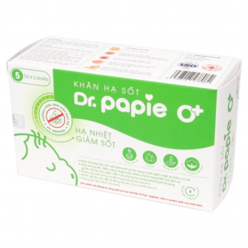 Khăn lau hạ sốt, giảm nhiệt Dr.Papie