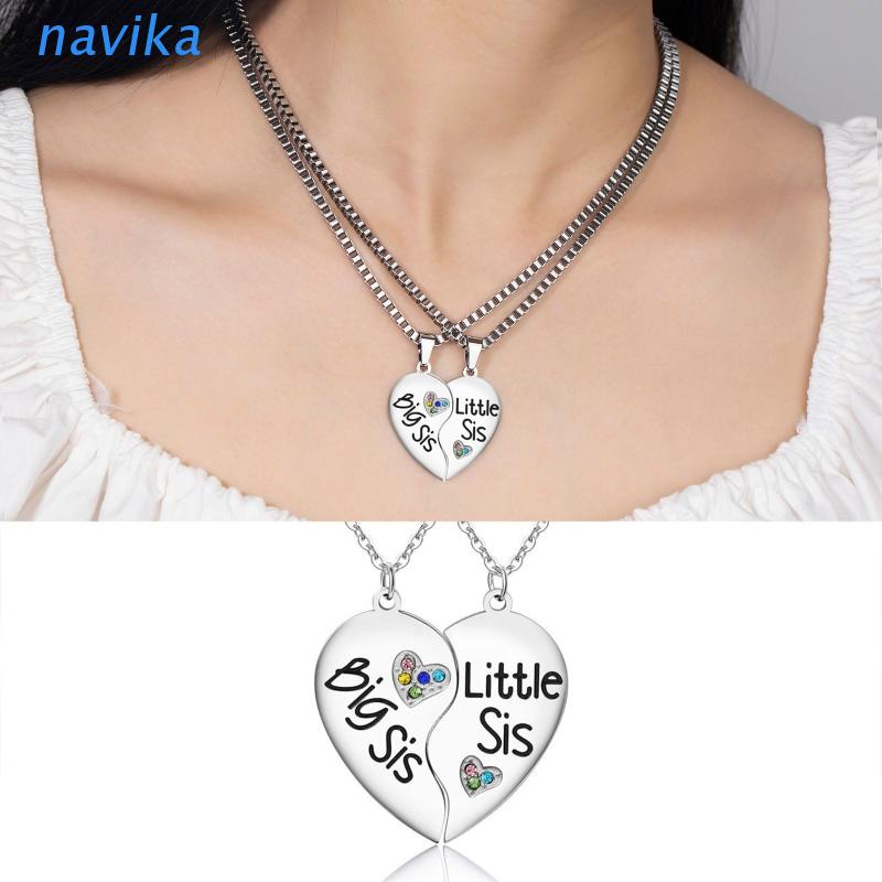 Set 2 Dây Chuyền Tình Bạn Mặt Nửa Trái Tim Ghép Đôi Khắc Chữ Big Sisters