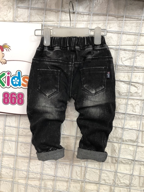 Combo 2 Quần jean nhí cho bé SB sz 8-15kg rách vá màu đen mốc quá đẹp