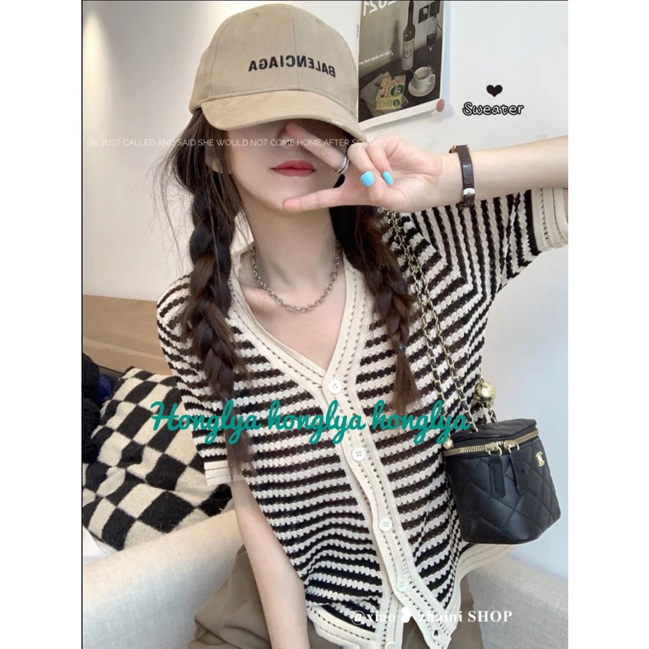 Áo len lưới cộc tay nhiều màu phong cách ullzzang