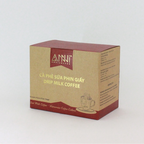 Cà phê sữa phin giấy thành phần Arabica Cầu Đất và Robusta Buôn Mê Thuột (10 gói/hộp) Anni Coffee, Drip Milk Coffee | BigBuy360 - bigbuy360.vn