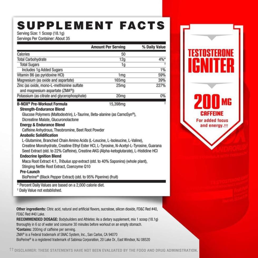 Preworkout Bnox 35 serving - Hỗ trợ tăng sức mạnh, bổ sung ZMA, tăng Testosterone - B-NOX Pre Workout | BigBuy360 - bigbuy360.vn