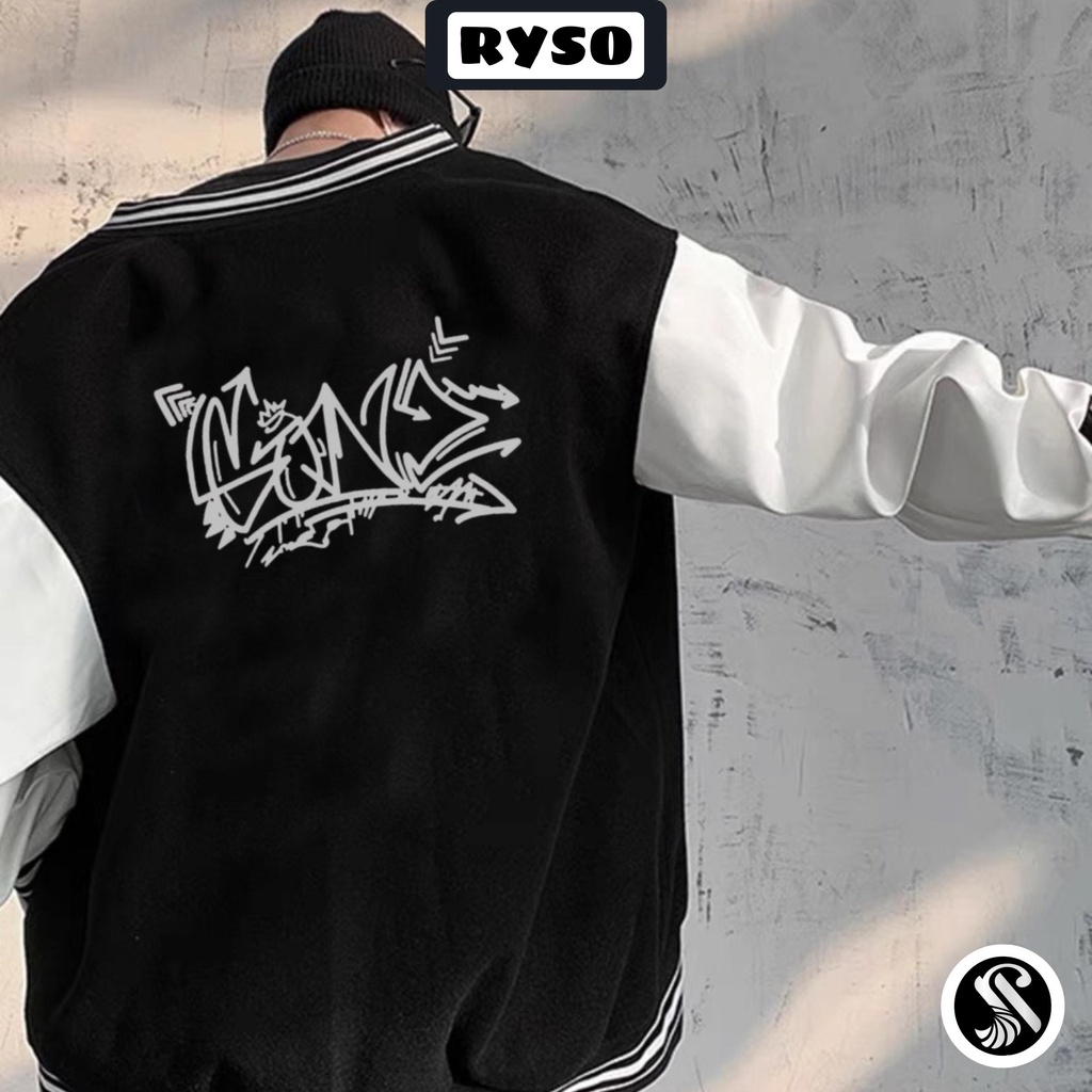 Áo khoác bomber bóng chày unisex 2 lớp tảng nhiệt phong cách Hàn Quốc