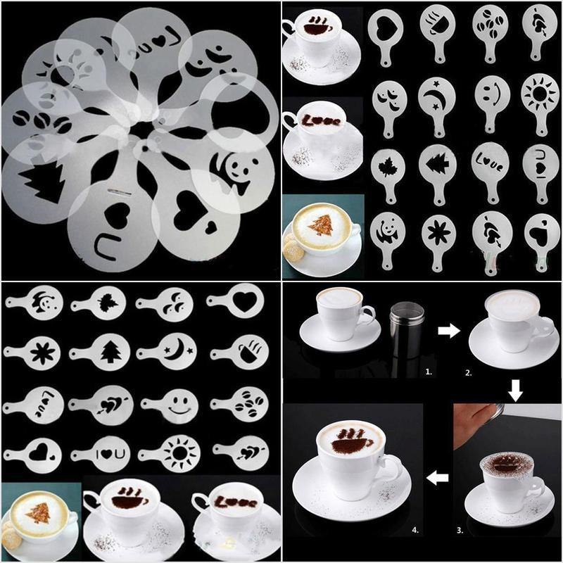 Set 16 tấm khuôn tạo hình trang trí dành cho máy pha cà phê barista