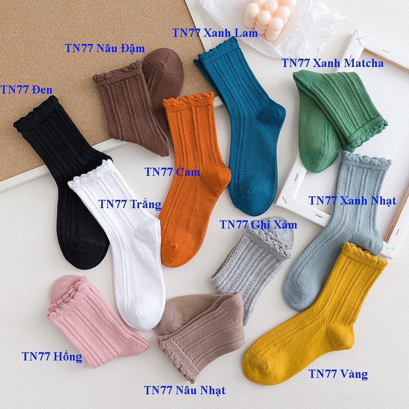 Tất cổ cao Bivota vớ tất nữ phong cách Hàn Quốc len gân cổ cao mẫu mới hot trend T75