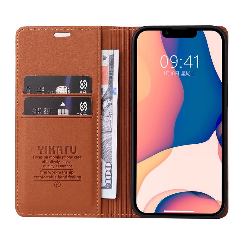 Ốp Điện Thoại Da PU Nắp Gập Từ Tính Kiểu Ví Có Ngăn Thẻ Sang Trọng Cho iPhone 12 Mini 11 Pro Max