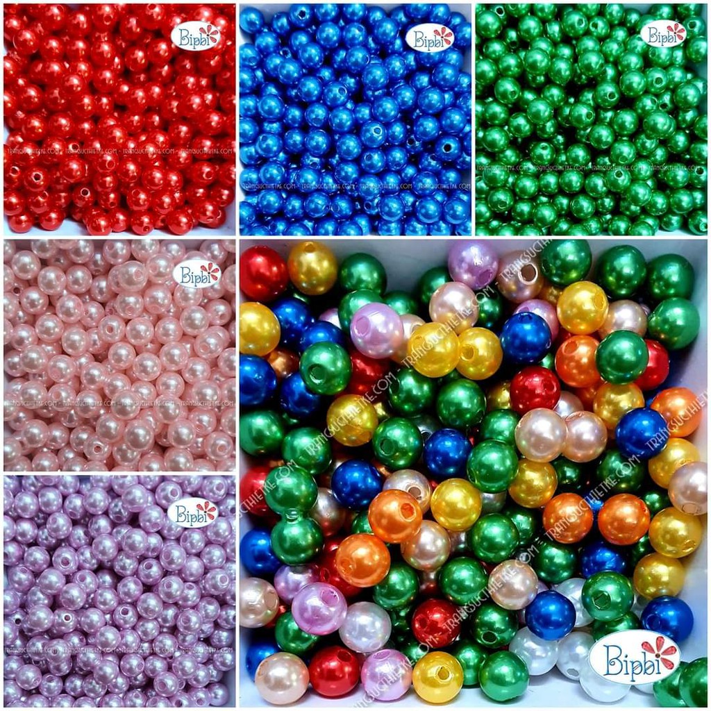 Hạt nhựa giả ngọc trai 8mm màu đỏ - Ship Hỏa Tốc HN
