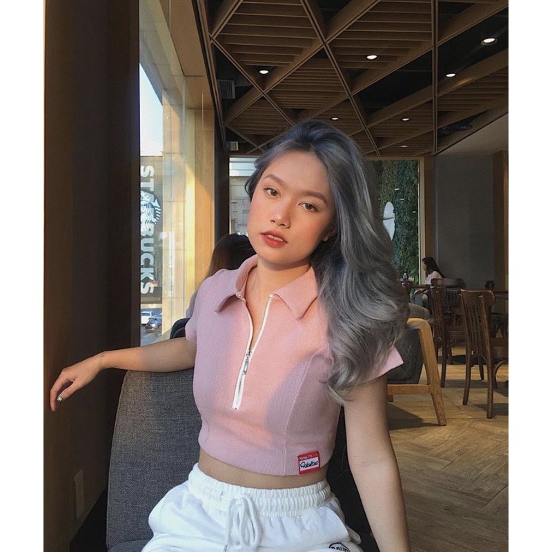 (ảnh thật, hoả tốc)🥕ÁO_CROPTOP_POLO_ZIPPER🥦