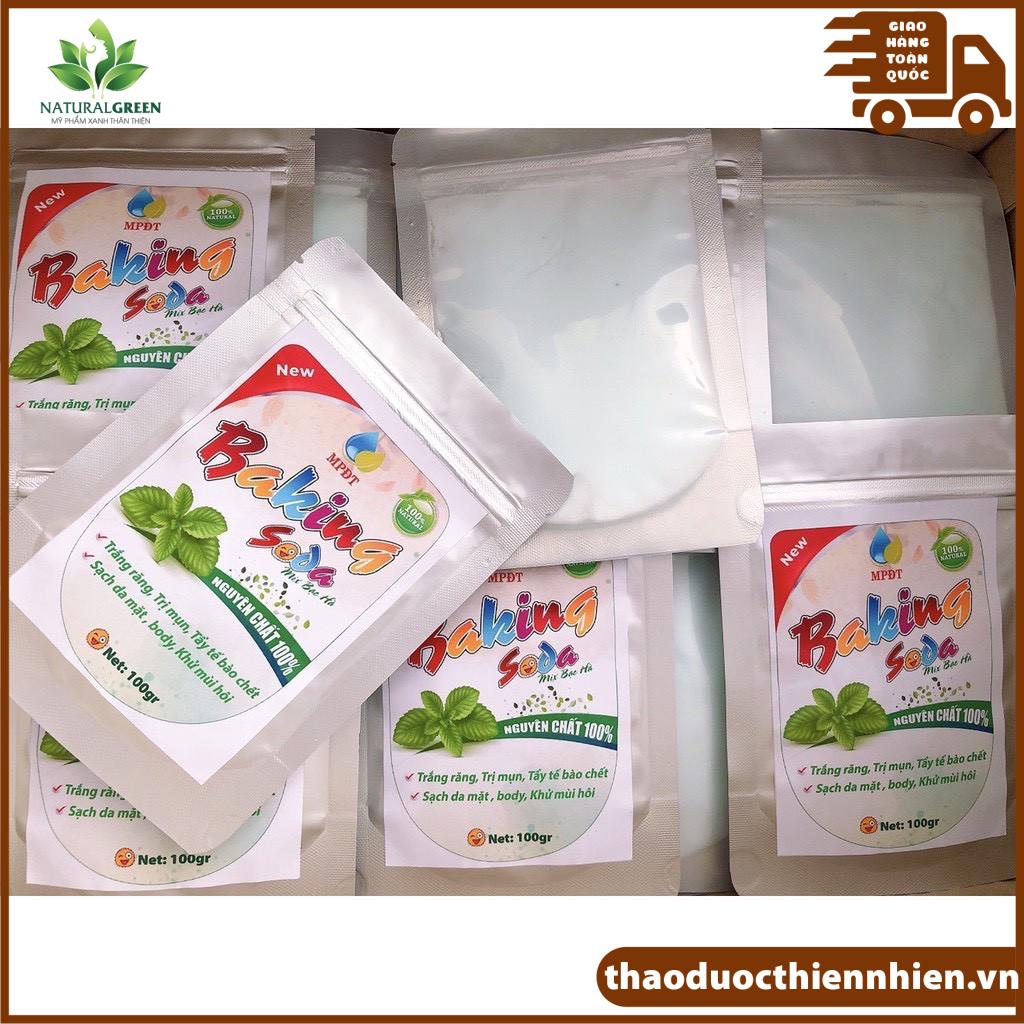 ( Chính hãng) Baking soda mix bạc hà 100gr bổ sung thêm bột ngọc trai  làm trắng răng, đắp mặt, giảm mụn, tẩy da chết